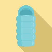 Adventure sleeping bag icon, flat style vector