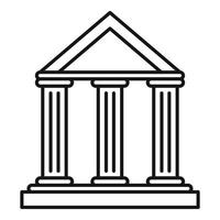 icono de edificio bancario, estilo de esquema vector