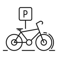 icono de estacionamiento de bicicletas, estilo de contorno vector