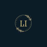 Initial LI beauty monogram and elegant logo design, handwriting logo of initial signature, wedding, fashion, floral and botanical with creative template. vector