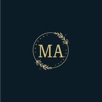 Initial MA beauty monogram and elegant logo design, handwriting logo of initial signature, wedding, fashion, floral and botanical with creative template. vector