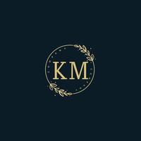 Initial KM beauty monogram and elegant logo design, handwriting logo of initial signature, wedding, fashion, floral and botanical with creative template. vector
