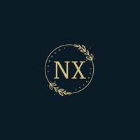 Initial NX beauty monogram and elegant logo design, handwriting logo of initial signature, wedding, fashion, floral and botanical with creative template. vector