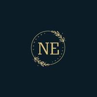 Initial NE beauty monogram and elegant logo design, handwriting logo of initial signature, wedding, fashion, floral and botanical with creative template. vector