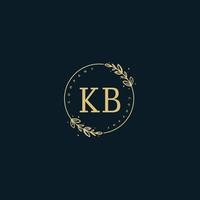 Initial KB beauty monogram and elegant logo design, handwriting logo of initial signature, wedding, fashion, floral and botanical with creative template. vector