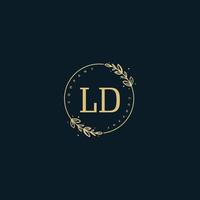 Initial LD beauty monogram and elegant logo design, handwriting logo of initial signature, wedding, fashion, floral and botanical with creative template. vector