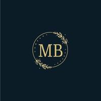 Initial MB beauty monogram and elegant logo design, handwriting logo of initial signature, wedding, fashion, floral and botanical with creative template. vector