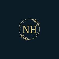 Initial NH beauty monogram and elegant logo design, handwriting logo of initial signature, wedding, fashion, floral and botanical with creative template. vector