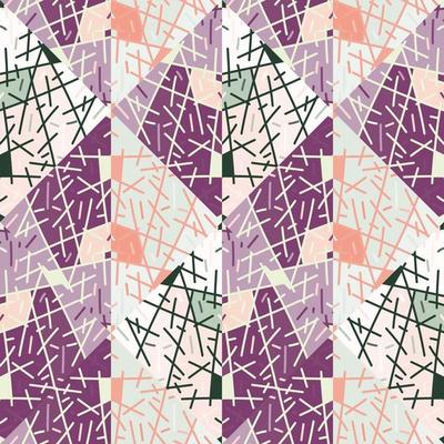 Abstract geometric ethnic tile. Hand drawn tribal lines mosaic vintage ornament.