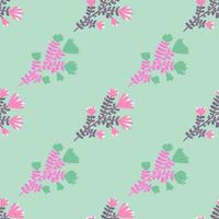 Hand drawn herbal seamless pattern. Freehand organic background. Decorative forest flower endless wallpaper vector