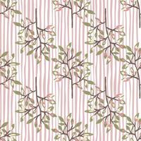 Hand drawn branches with leaves seamless pattern. Botanical sketch background. Decorative forest twig endless wallpaper. vector