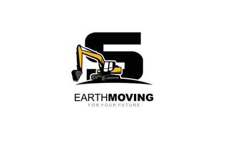 S logo excavator for construction company. Heavy equipment template vector illustration for your brand.