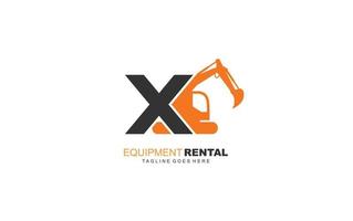 X logo excavator for construction company. Heavy equipment template vector illustration for your brand.