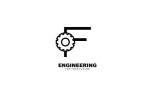 F logo gear for identity. industrial template vector illustration for your brand.