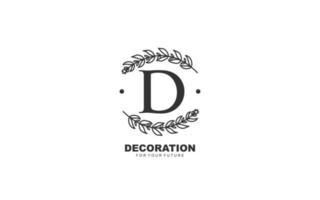 vector floral del logotipo d para la empresa de identidad. ilustración de vector de plantilla de naturaleza de letra inicial para su marca.