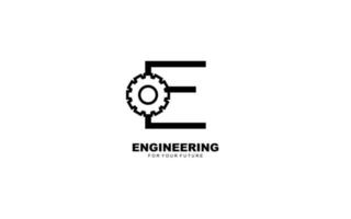 E logo gear for identity. industrial template vector illustration for your brand.