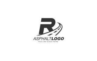 R logo asphalt for identity. construction template vector illustration for your brand.