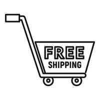 Shop cart free shipping icon, outline style vector