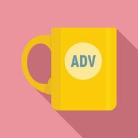 icono de taza de publicidad, estilo plano vector