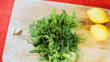 Green adjika prepared from mint and hot pepper. Traditional Georgian cuisine video