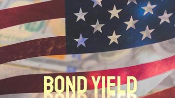 The gold bond yields on united states of america flag background for business concept 3d rendering photo