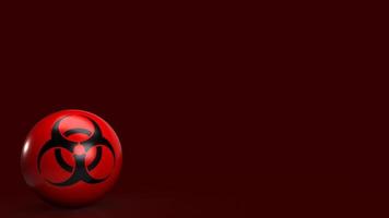 The biohazards  logo on red ball for medical or sci concept 3d rendering photo