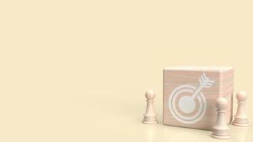 The target icon on wood cube for abstract or business concept 3d rendering photo