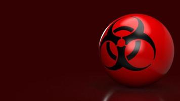 The biohazards  logo on red ball for medical or sci concept 3d rendering photo