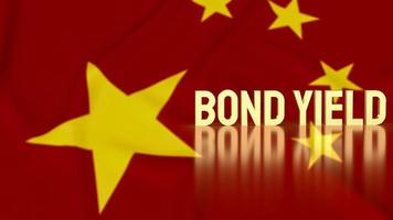 The gold bond yields on china flag background for business concept 3d rendering photo