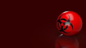 The biohazards  logo on red ball for medical or sci concept 3d rendering photo