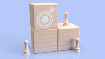 The target icon on wood cube for abstract or business concept 3d rendering photo