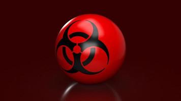 The biohazards  logo on red ball for medical or sci concept 3d rendering photo