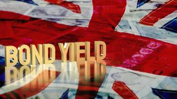 The gold bond yields on union jack flag background for business concept 3d rendering photo