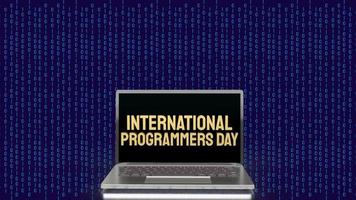 The  gold  international programmers day on notebook for holiday or technology concept 3d rendering photo