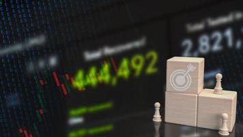 The target icon on wood cube for abstract or business concept 3d rendering photo