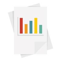 Graph in the document icon, flat style vector