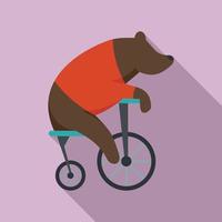 oso en el icono de la bicicleta, estilo plano