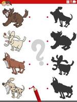 educational shadow game with comic angry dogs vector