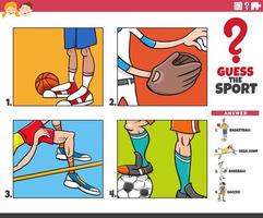 guess the sport cartoon educational game for kids vector