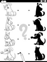 shadow game for kids with cartoon dogs coloring page vector