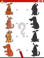 educational shadow game with comic dog characters vector