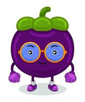 Cute Mangosteen Mascot Character Vector Illustration