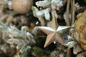 Christmas layers. Christmas decorations on the Christmas tree photo