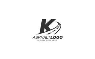 K logo asphalt for identity. construction template vector illustration for your brand.