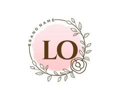 Initial LO feminine logo. Usable for Nature, Salon, Spa, Cosmetic and Beauty Logos. Flat Vector Logo Design Template Element.