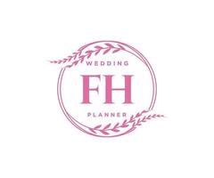 FH Initials letter Wedding monogram logos collection, hand drawn modern minimalistic and floral templates for Invitation cards, Save the Date, elegant identity for restaurant, boutique, cafe in vector