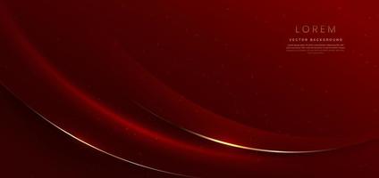 Abstract 3d curved red shape on red background with lighting effect and sparkle with copy space for text. Luxury design style. vector