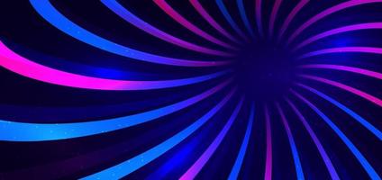 tecnología abstracta neón futurista curvo líneas de luz azul y rosa brillantes con efecto de movimiento de velocidad futura de túnel sobre fondo azul oscuro. vector