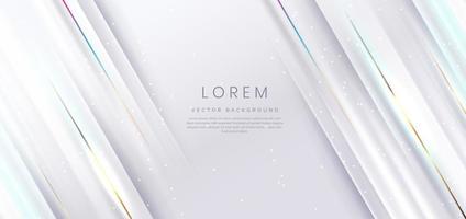 Abstract elegant white background with golden line and lighting effect sparkle. Luxury template design. vector