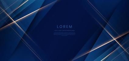 Abstract elegant blue background with golden line and lighting effect sparkle. Luxury template design. vector